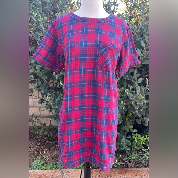 MADEWELL ~ Classic Blue & Red Flannel Dress ~Soft As A Well-Loved Flannel! Small - Picture 5 of 11